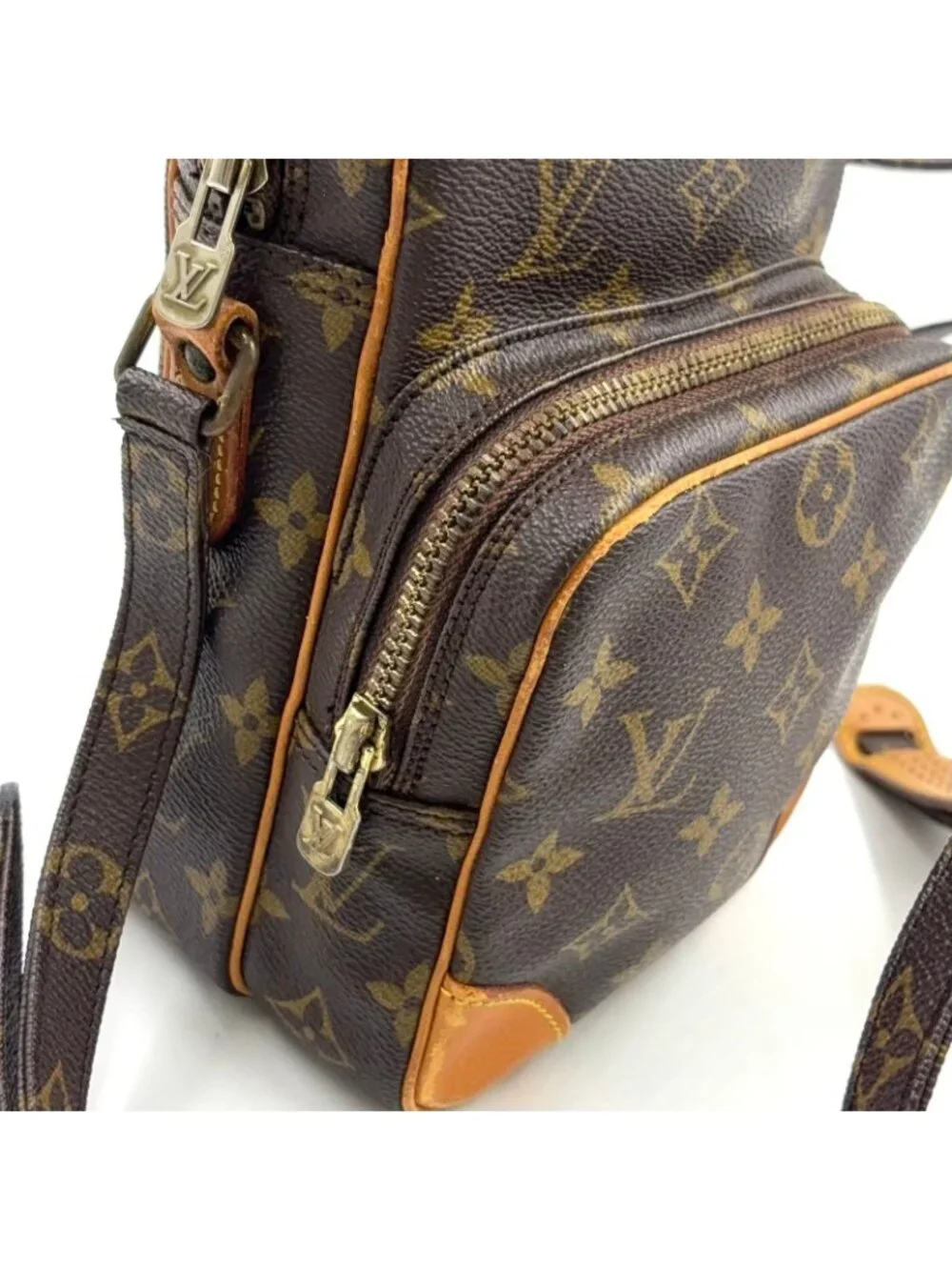 Louis Vuitton Amazon Monogram Leather Brown Light Shoulder Bag Gold